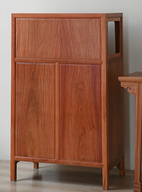 缅甸花梨木收纳柜实木雕刻