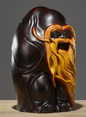 黑檀木雕老寿星公寿翁摆件