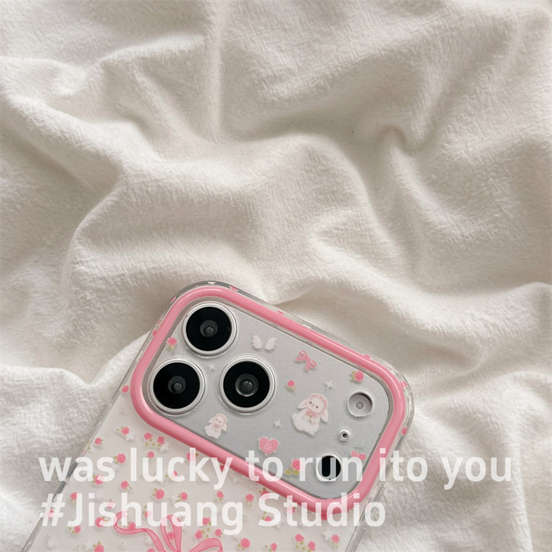 韩系ins少女心粉色花朵兔子适用iphone17promax苹果16pro手机壳15新款14pro女款13甜美14双层壳防摔全包硬壳,淘宝优惠券,粉丝福利购,淘宝优惠卷