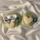 Matcha Green Three-dimensional Heart Suitable for AirPods Protective Case Niche Ins Style Solid Color Pro Protective Case AirPods3/2 Second Generation Silicone Apple Bluetooth Wireless Headphone Box Soft Female New Style