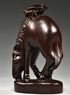 黑檀木雕马上赢摆件家居博古架办公桌面装饰实木质工艺品开业礼品