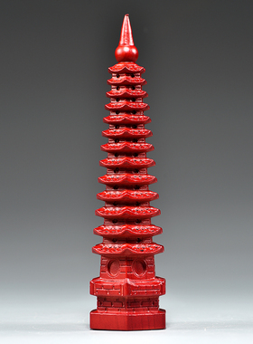 红色木雕十三层文昌塔摆件实木