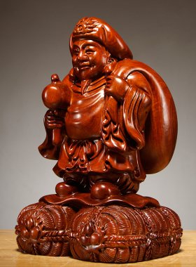 实木雕刻大黑天七福神送礼工艺品