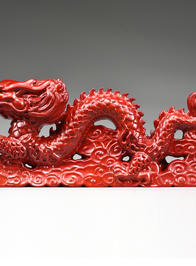 红色木质飞龙摆件实木雕刻