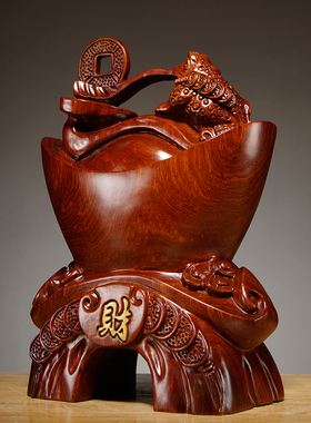 木质雕刻金蟾摆件开业送礼元宝