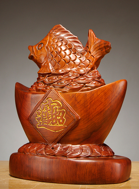 雕刻鲤鱼摆件电视柜乔迁新居礼品