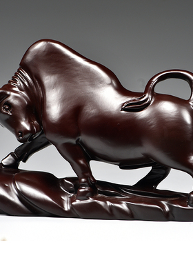 黑檀木雕牛摆件华尔街牛大号