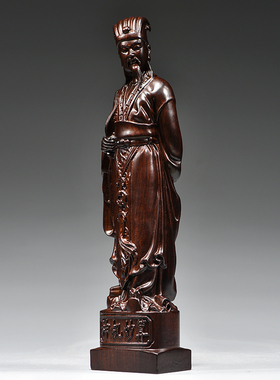 木雕葛亮雕像黑檀摆件祝福实木质