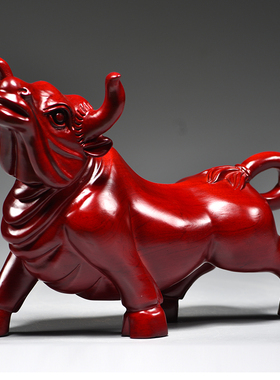 红色木质祝福新中式客厅牛