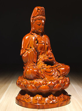 观音花梨祝福玄关实木质观音佛像