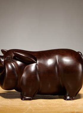 黑檀木生肖猪雕刻家居客厅工艺品