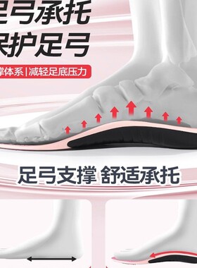 女士专用矫正鞋垫足弓支撑吸汗防臭运动减震扁平足足弓垫女款