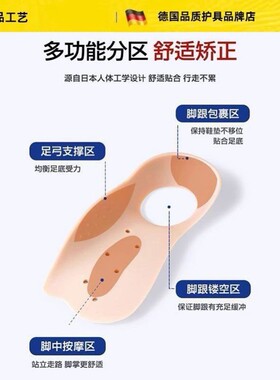 德国足弓支撑鞋垫O型X型小腿外翻矫正腿型神器扁平足直腿矫正鞋垫