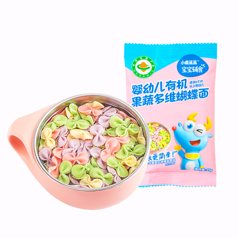 好价【小鹿蓝蓝_婴儿面条蝴蝶面/25g】6个月宝宝面条主食辅食