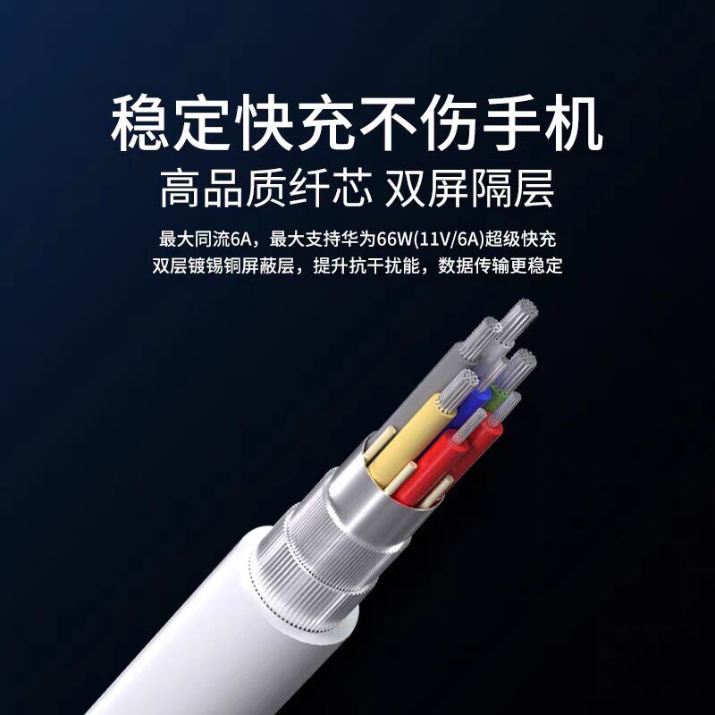 6A双头typec数据线适用华为5a超级快充原正品装手机p60/66w/65w/100w笔记本电脑充电线车载双向充电宝短线40W-图2