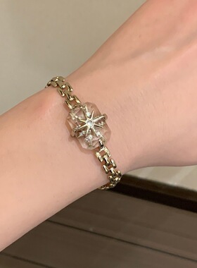 爆款浅咖啡金手绳轻奢多层锆石手链芒星手叠戴表链轻奢高级感手饰