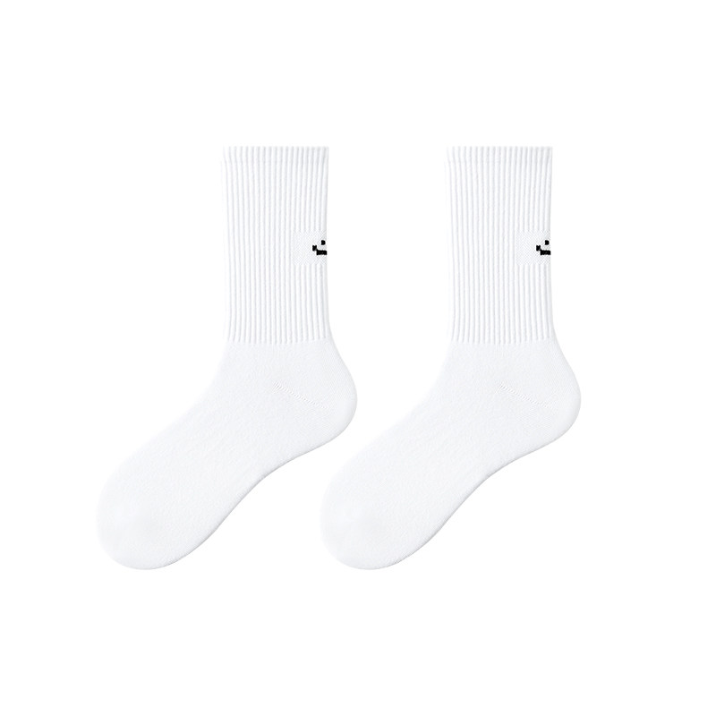 MENXX袜子男纯棉长筒袜黑白笑脸简约百搭防臭中筒袜秋冬男士长袜,淘宝优惠券,粉丝福利购,淘宝优惠卷