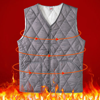 Men's Down Vest Winter Wool Warm Vest Inner Wear Plus Velvet Thick Middle-aged and Elderly Vest Wear Cotton Vest Outside