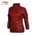 Li Ning thể thao quần áo cotton nữ 2019 mùa đông mới màu đỏ thể thao giản dị thể thao ngắn học sinh phù hợp với áo cotton - Quần áo độn bông thể thao