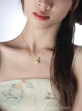 气新中式玉兰花项炼女奢高级小众质节百搭锁骨炼轻送妈妈母亲礼物