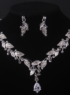 原2025款新娘锆石水钻项炼新耳环纱创饰品结婚套炼炼礼服项炼韩婚