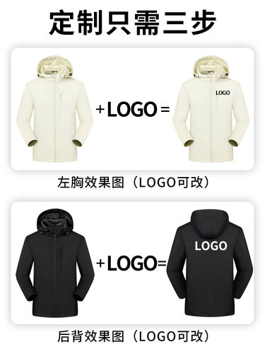 冲锋衣外套工作服定制风衣夹克加绒工装三合一冬衣服订制印字 - 图0