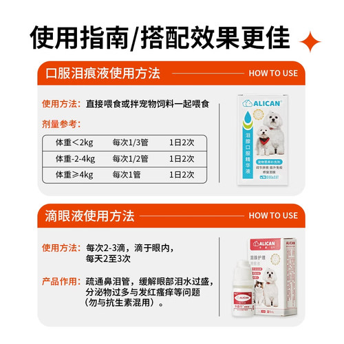 ALICAN泪痕液狗狗泪痕猫咪消宠物洗眼比熊博美加菲泰迪泪腺口服液 - 图1