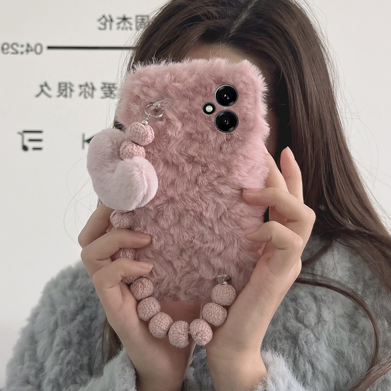 ins风爱心手链适用华为荣耀400pro手机壳300ultra波浪纹200lite立体100秋冬90毛绒80se硅胶x70i软60i+十50se - 图0