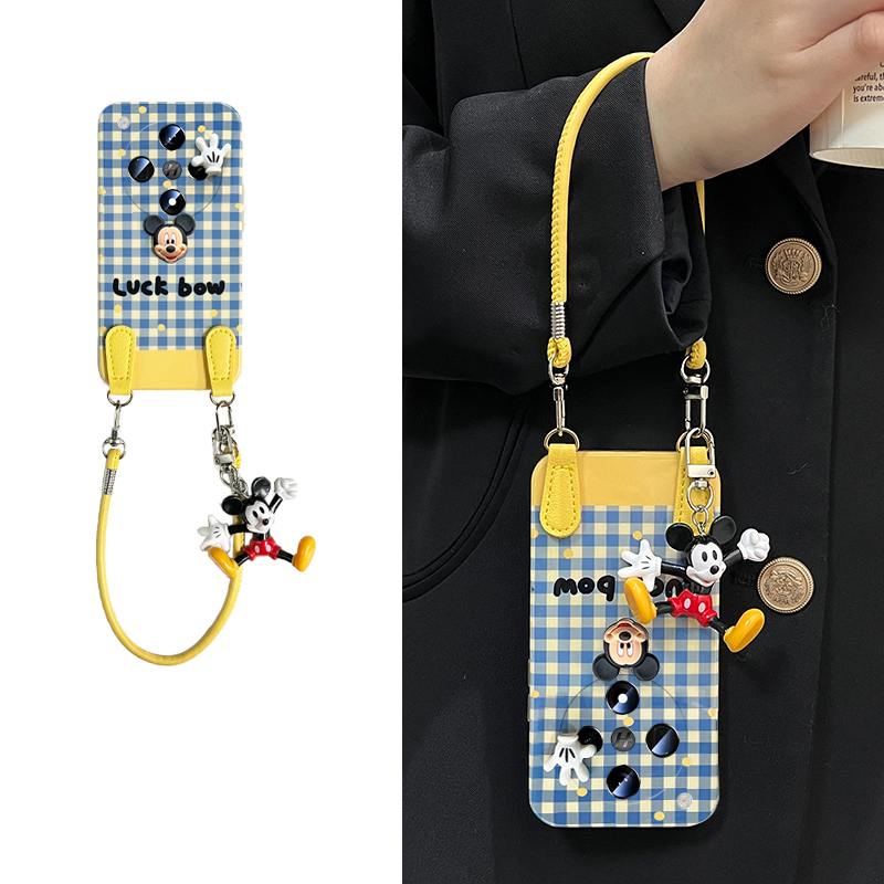 蓝色格子适用oppofindx8手机壳fondx7pro立体x6米奇x5斜挎x3可背带x2ultra可爱k12手提k11x硅胶k10液态k9/k7 - 图0