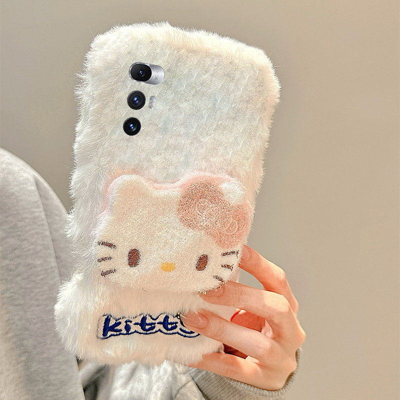 可爱呆萌kt猫适用小米mixfold4手机壳mixfold3立体mixfold2折叠屏mixflip凯蒂猫mi秋冬毛绒毛茸茸卡通少女心 - 图1