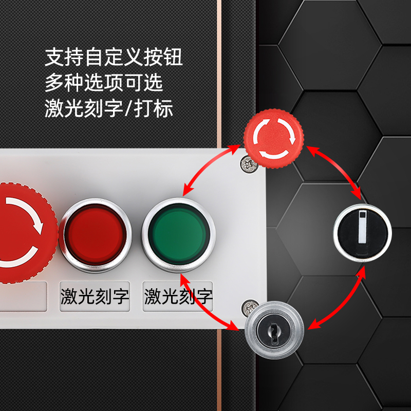 tbshja按钮开关控制盒防水防尘急停启动停止开关箱按钮开关带灯盒