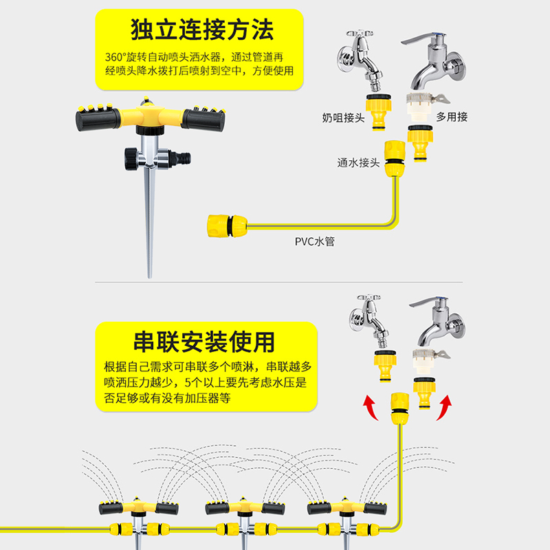 自动浇菜神器喷淋喷灌喷头浇水浇花农用草坪浇地喷水头360度旋转