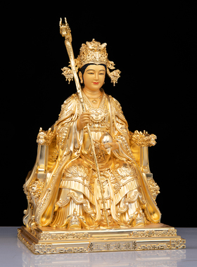 王母娘娘神像玉帝王母像天公黄铜鎏金瑶池金母真身西王母供奉摆件