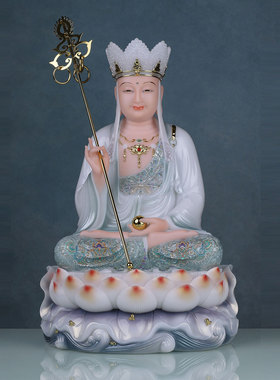 海浪娑婆三圣全堂佛摆件汉白玉天青观音菩萨地藏王弥勒释迦佛佛像