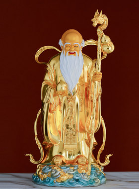 福禄寿三星神像铜彩绘福星禄星寿星家用供奉摆件中式祝福神像