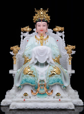 三霄娘娘神像彩绘眼光娘娘汉白玉碧霞元君像三霄圣母家用供奉摆件