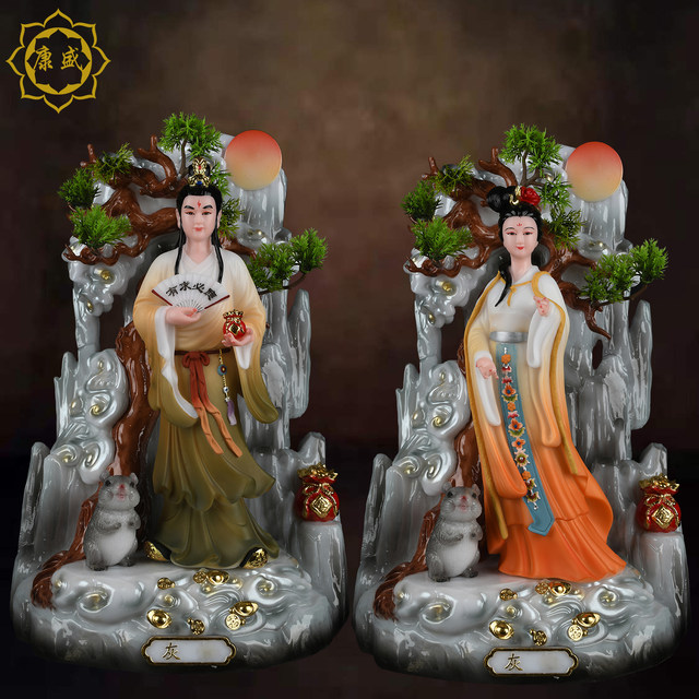 Fox yellow white willow gray python statue white marble ornament