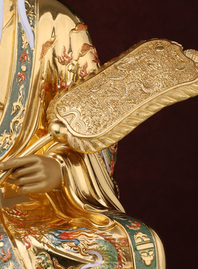 太上老君神像铜贴金摆件