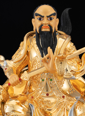 法主圣君神像都天荡魔真君铜像台湾铜鎏金张公法主公神像家用摆件