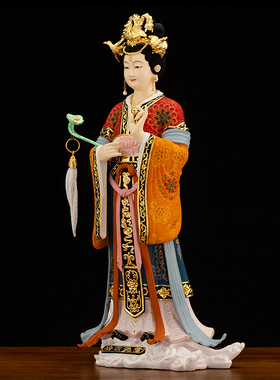 泰山奶奶碧霞元君纯铜家用摆件