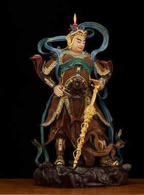 韦陀菩萨佛像伽蓝韦驮左右护法铜雕关公韦陀佛像寺庙供奉家用摆件