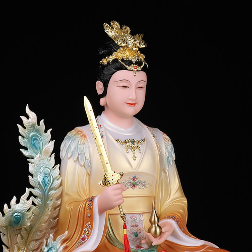 九天玄女神像九天玄女娘娘九天玄女像战神汉白玉彩绘家用神像摆件 - 图2