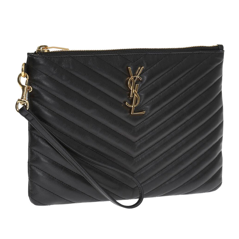 ysl女士牛皮黑色手拿包 KUOMAI海外女士包袋