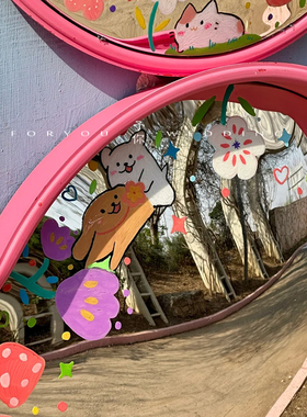 创意圆形反光镜户外装饰摆件