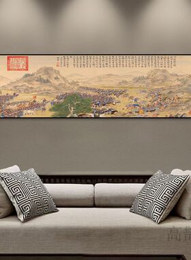 郎世宁百骏图装饰画新中式客厅沙发背景挂画骏马国画名画书房壁画