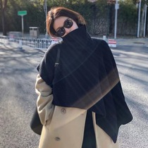 Autumn Winter Jacket Head Warm Cloak Knit Woman Open Fork Cape Hood New Irregular Cloak High Neckline Infrared Hitch Scarf