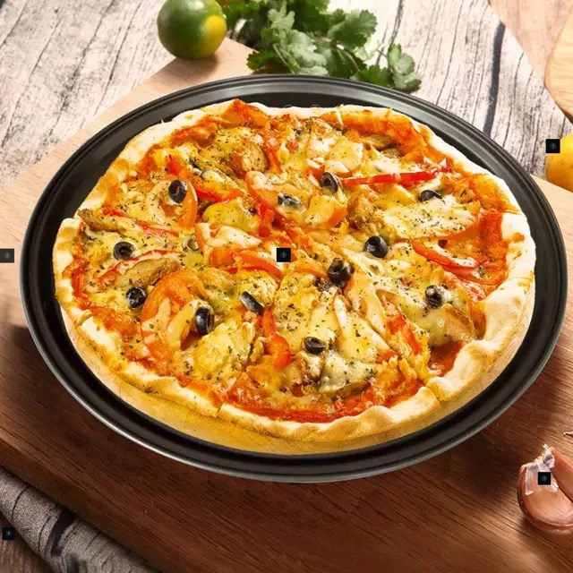 Carbon Steel Non-stick Pizza Baking Pan Mesh Tray Plate Bake - 图0