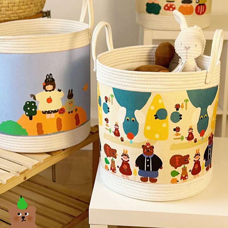 卡通折叠儿童玩具收纳桶宿舍衣服脏衣桶手提无异味车载零食收纳筐,淘宝优惠券,粉丝福利购,淘宝优惠卷
