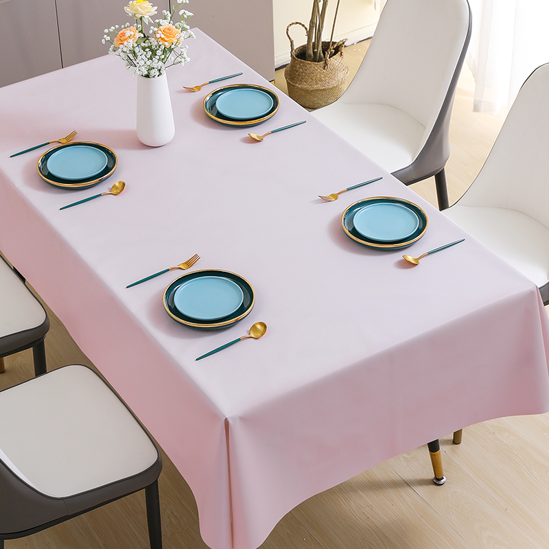 桌布免洗防水防油餐桌垫布纯色高级感茶几餐布长方形客厅家用台布-图0