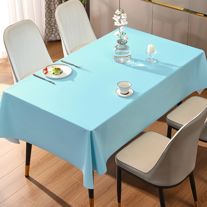 桌布免洗防油防水防烫家用纯色长方形餐桌布茶几桌垫台布氛围感